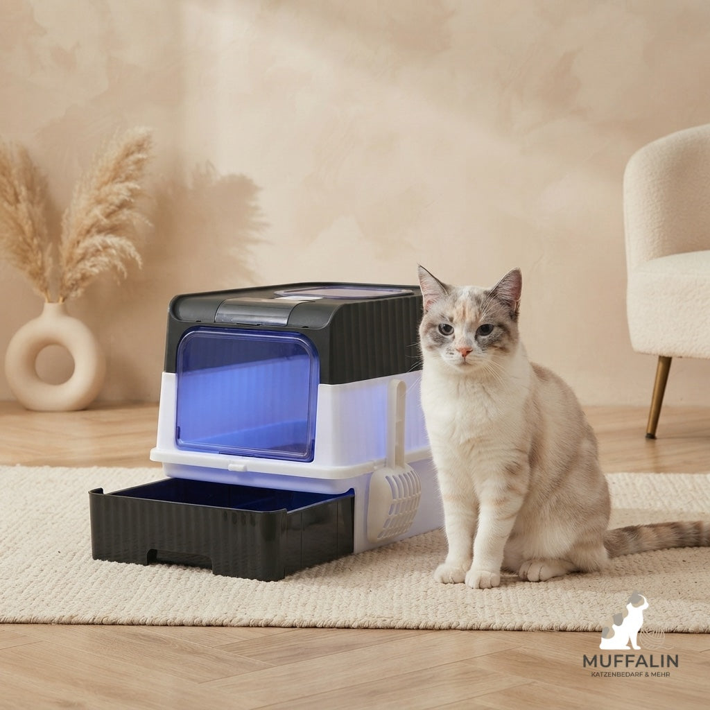 Muffalin – Die exklusive Design-Katzentoilette mit automatischer UV-Hygiene