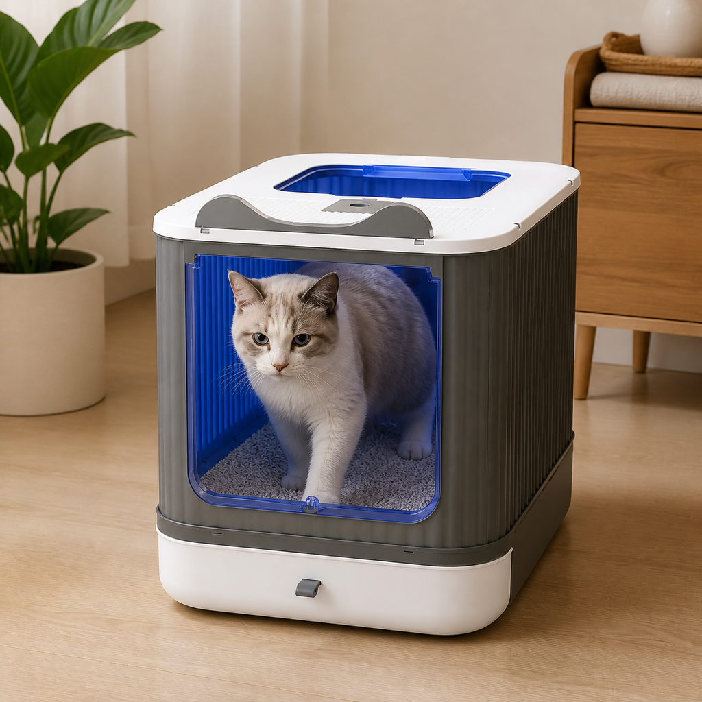 UV-Kompakt-Toilette – Katzenklo mit UV-Sterilisation und Doppel-Eingang