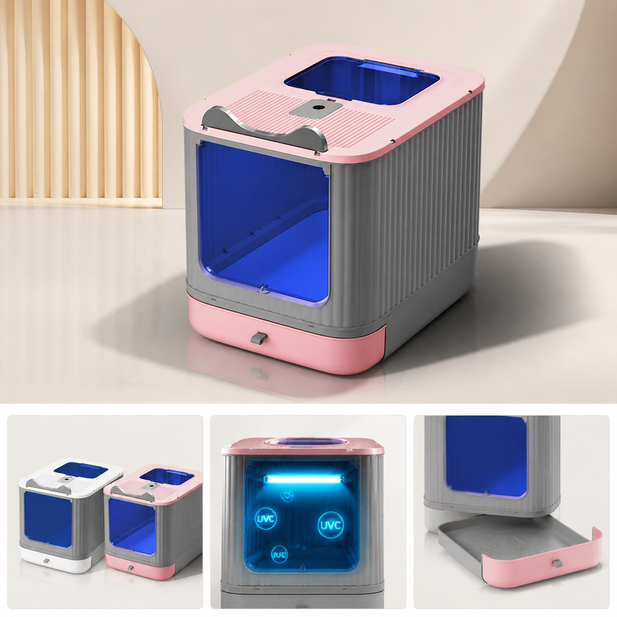 UV-Kompakt-Toilette – Katzenklo mit UV-Sterilisation und Doppel-Eingang