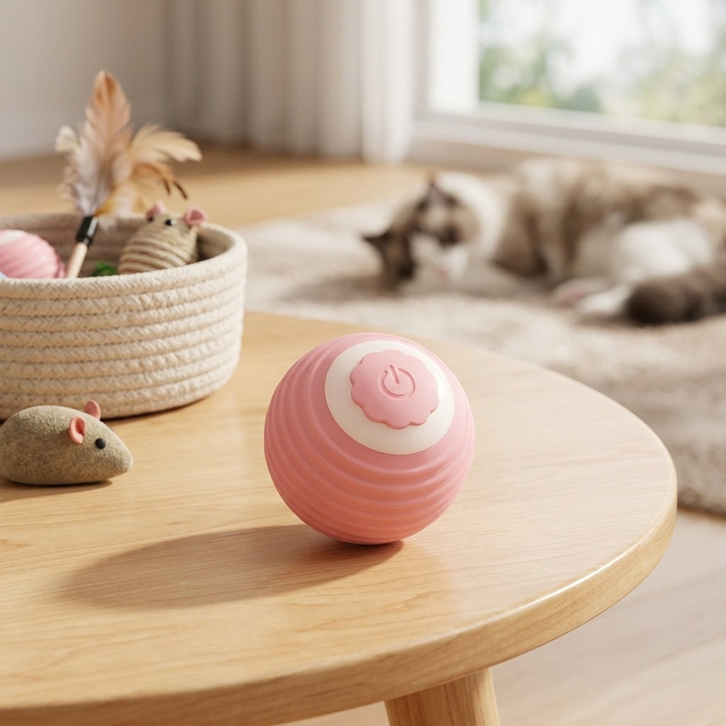 Smart-Ball rosa – interaktives Rollspielzeug fuer Katzen